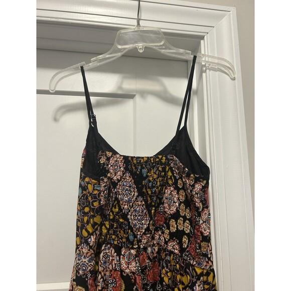 Band Of Gypsies Black Floral Strappy Bustier Cotton Minidress Size Medium Casual - Picture 5 of 6